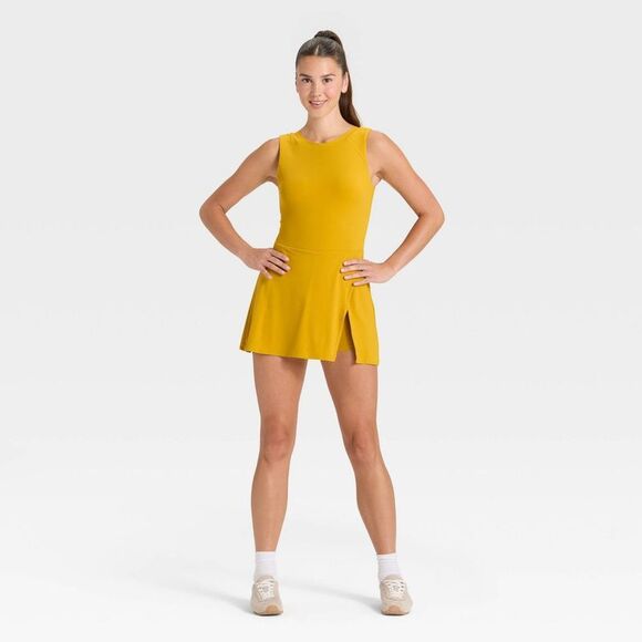 JoyLab Dresses & Skirts - JoyLab - Women's Game Day High Neck Low Back Active Dress - Dark Gold